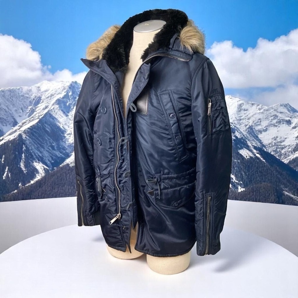 Schott NYC U.S. Armed Forces Military Jacket Fur Hooded Winter Parka Small Fits